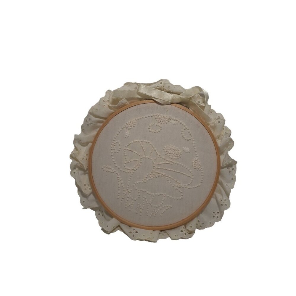 Vintage Wang's Mushroom Wall Hanging, COMPLETE Candlewicking Kit 1983 in 6" Hoop